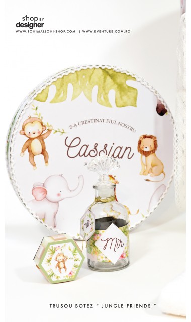Trusou de botez brodat pentru baieti cu broderie personalizata, Cartea Junglei 3